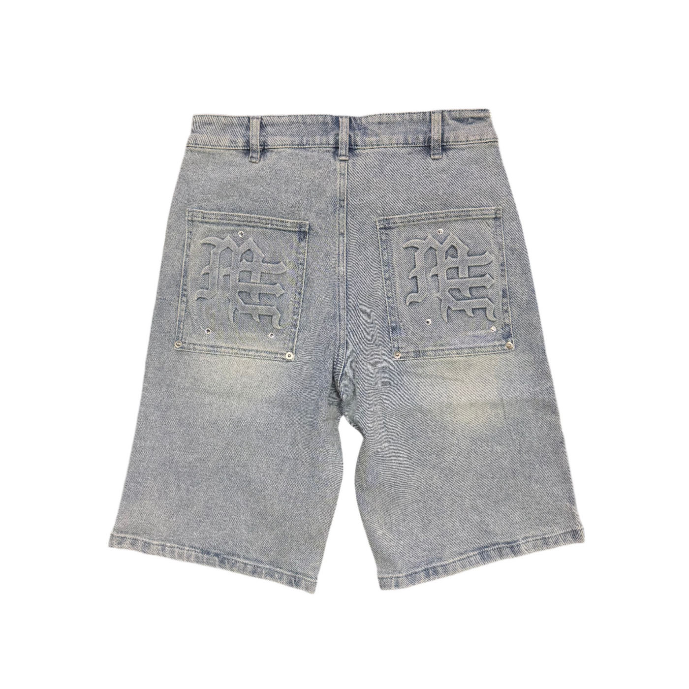 Mixed Emotion Paisley Denim Shorts Blue