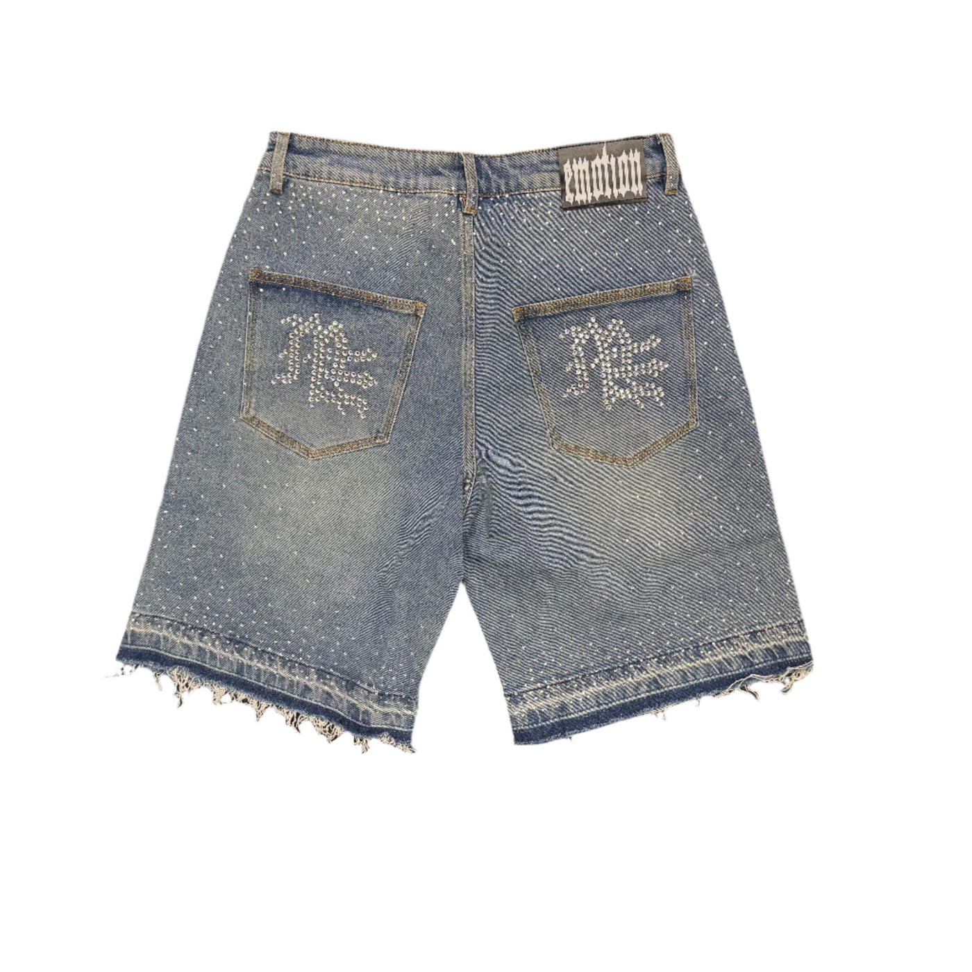 Mixed Emotion ME Rhinestone Shorts Blue