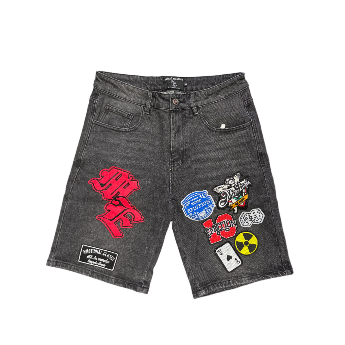 Mixed Emotion Danger Patch Shorts Black