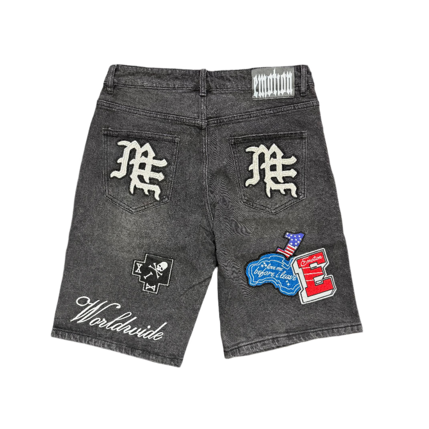 Mixed Emotion Danger Patch Shorts Black