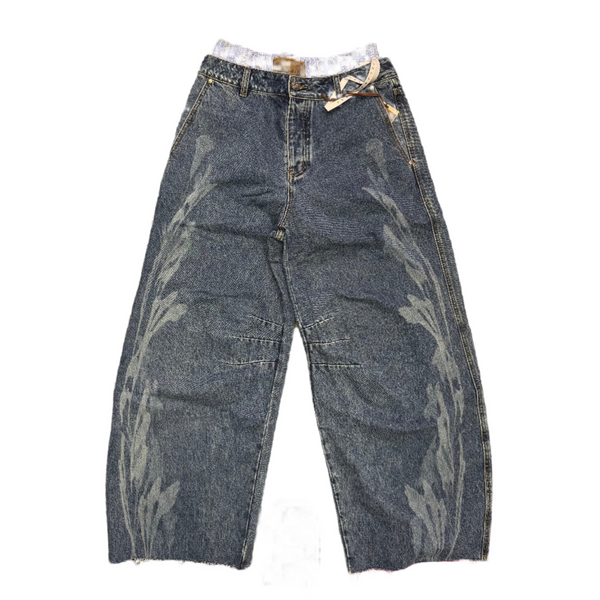Birth Of Royal Child Fluid Dial Waist Baggy Denim