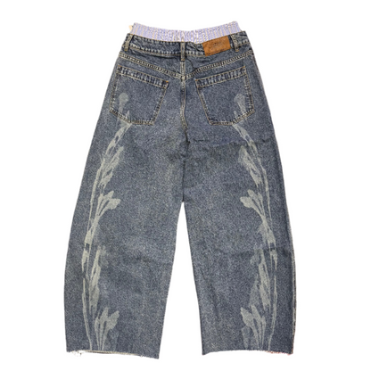 Birth Of Royal Child Fluid Dial Waist Baggy Denim