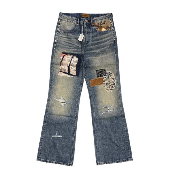 Birth Of Royal Child Patchwork Fade Pants Blue