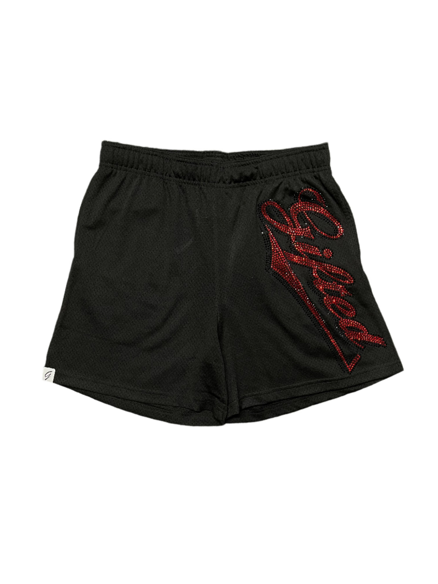 Everyone Is Gifted Rhinestone Shorts Black Red