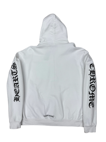 Chrome Hearts Vertical Logo Zip Up Hoodie White