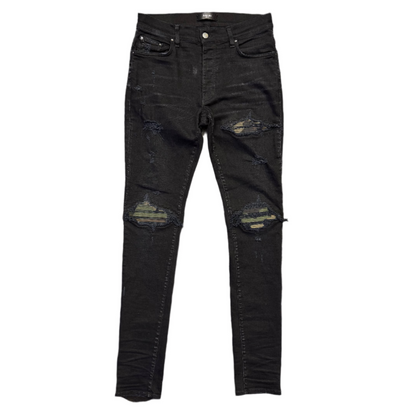 Amiri MX1 Camo Patch Jeans Black