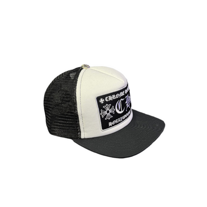 Chrome Hearts CH Hollywood Trucker Hat Black White