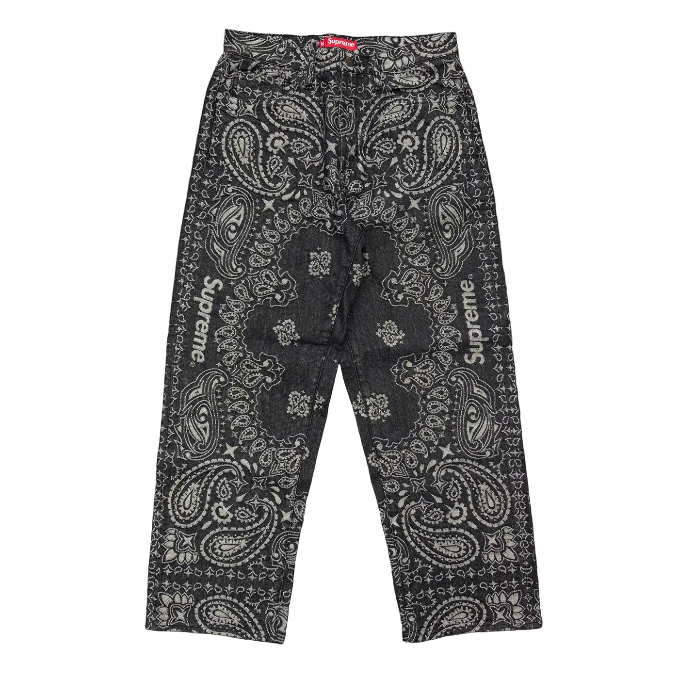Supreme Bandana Jacquard Baggy Jeans Black