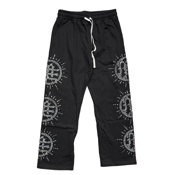 Mixed Emotions Eclipse Rhinestone Sweats Black