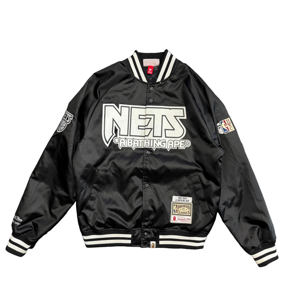 Bape x M&N NBA New Jersey Nets Satin Jacket Black