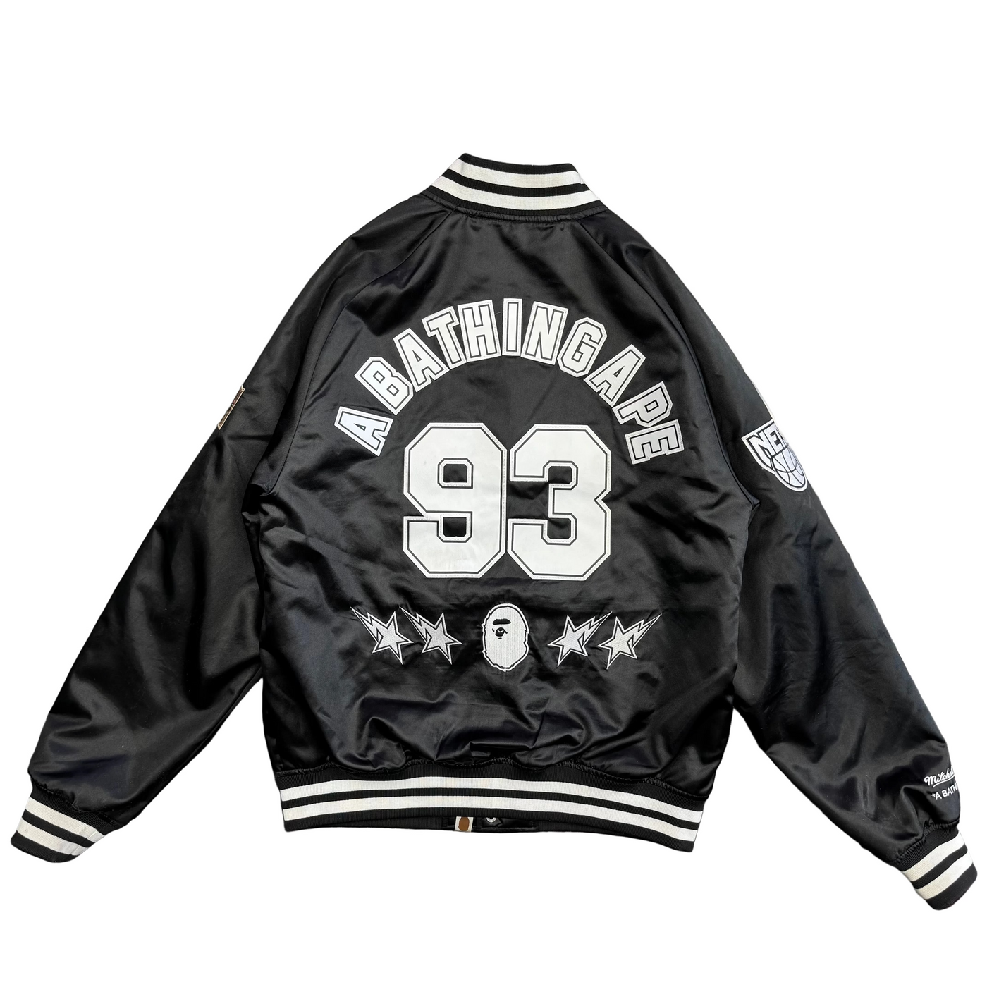 Bape x M&N NBA New Jersey Nets Satin Jacket Black