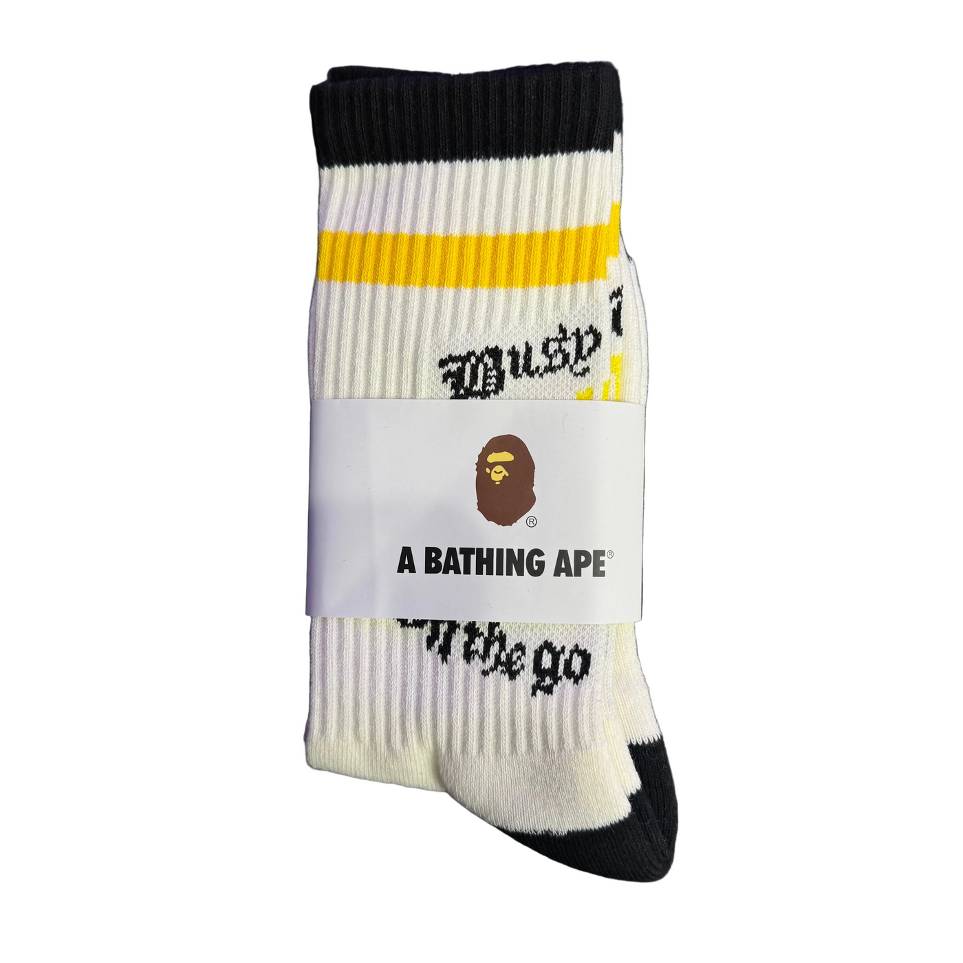BAPE BWS Logo Socks White Yellow Black