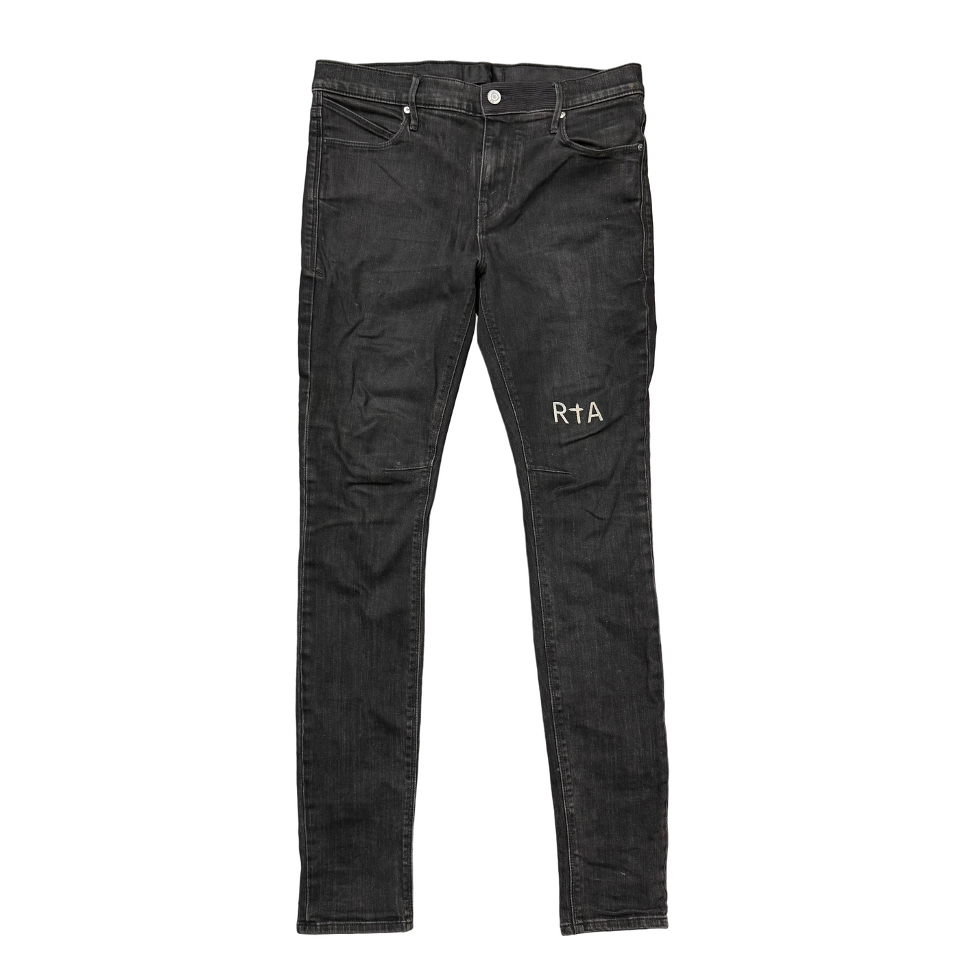 RTA Clayton Skinny Jeans Grey Coated Blue