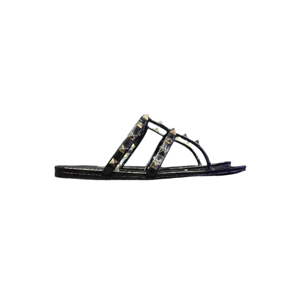 Valentino Garavani Rockstud Thong Slides Black