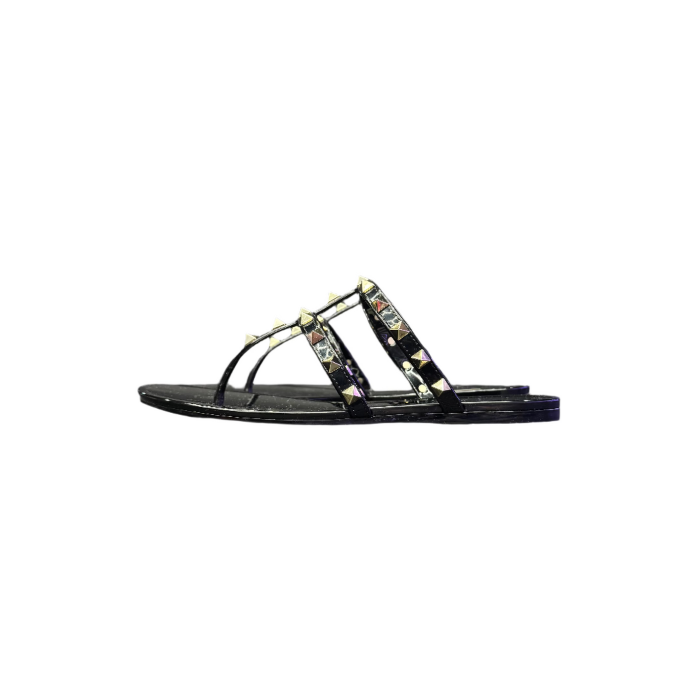 Valentino Garavani Rockstud Thong Slides Black
