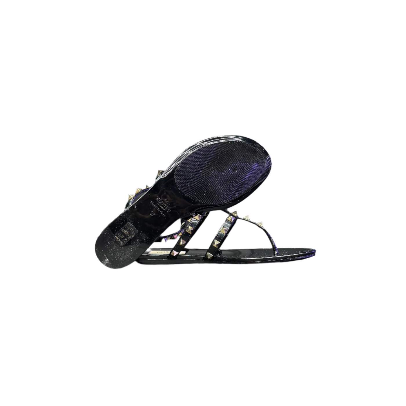 Valentino Garavani Rockstud Thong Slides Black