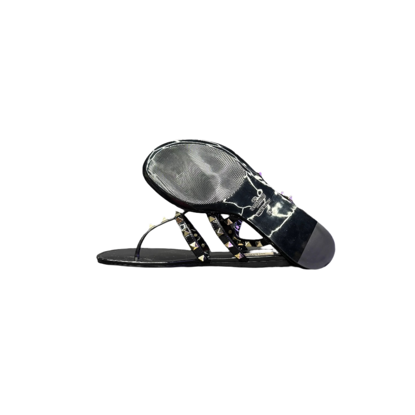Valentino Garavani Rockstud Thong Slides Black