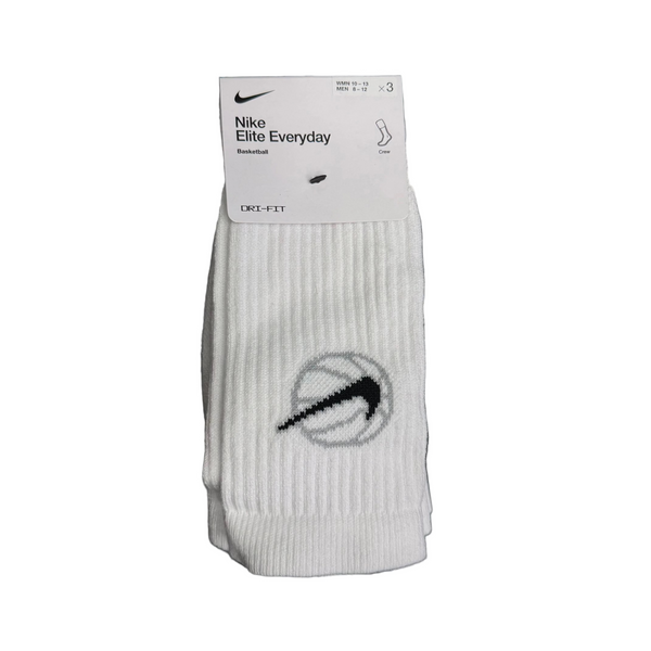 Nike Elite Everyday Crew Basketball Socks White 3 Pack