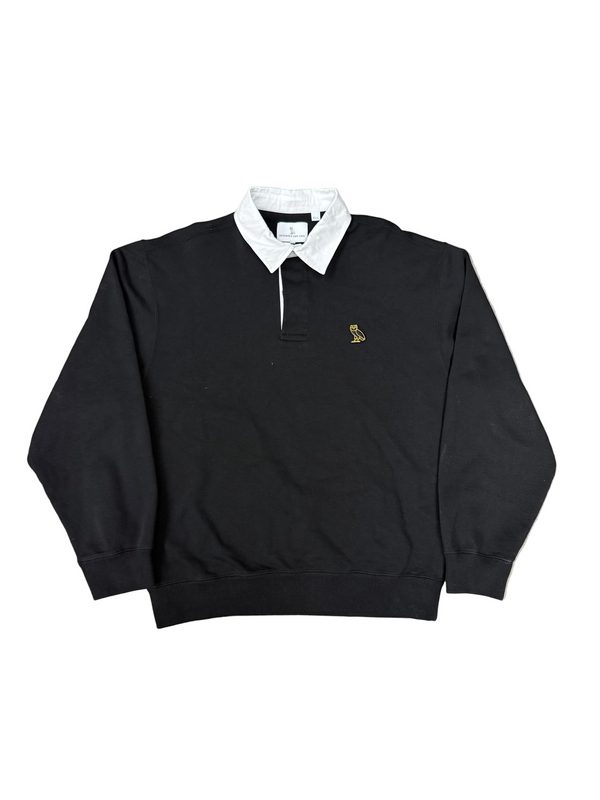 October's Very Own OVO Black Collared Crewneck Sweater