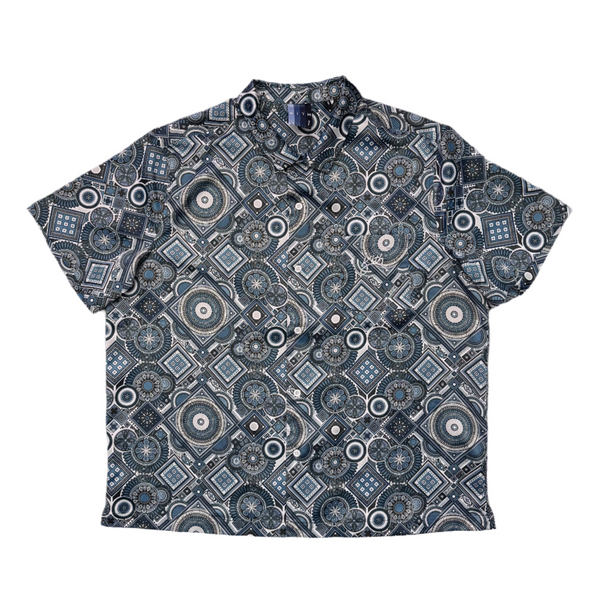 Kith Satin Geometric Tile Print Camp Shirt Shark