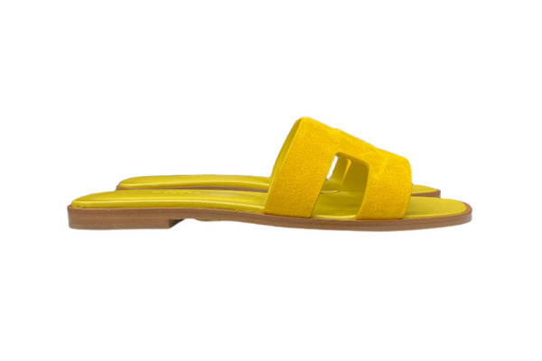 Hermes Oran Sandal Leather Suede Yellow