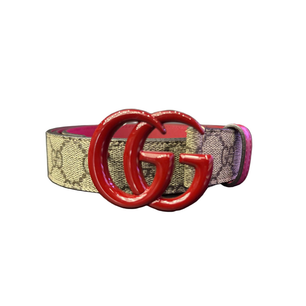 Gucci GG Marmont Belt Beige Red