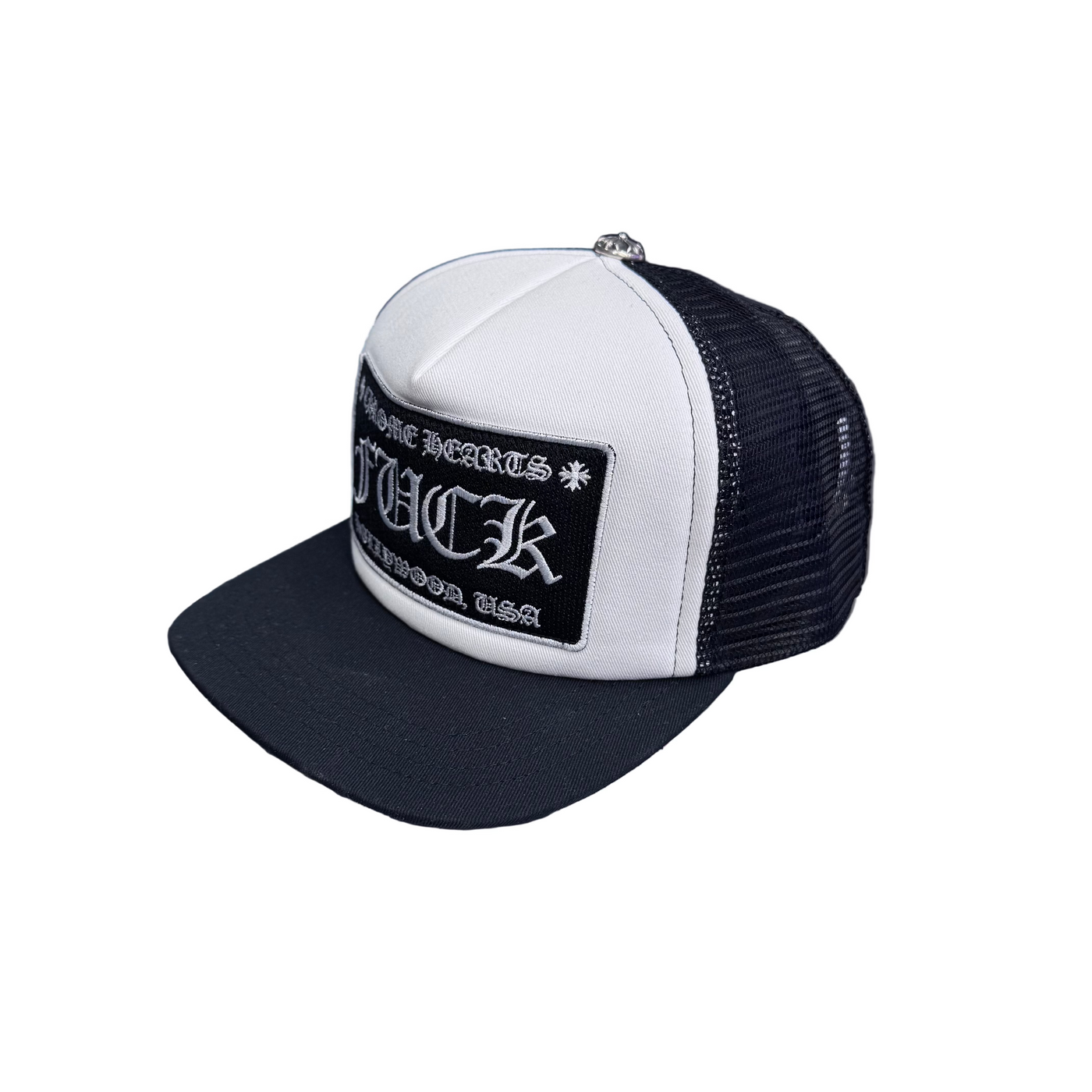 Chrome Hearts F**K Hollywood Trucker Hat Black White