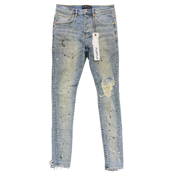 Purple Brand Paint Splatter Distressed Jeans Blue