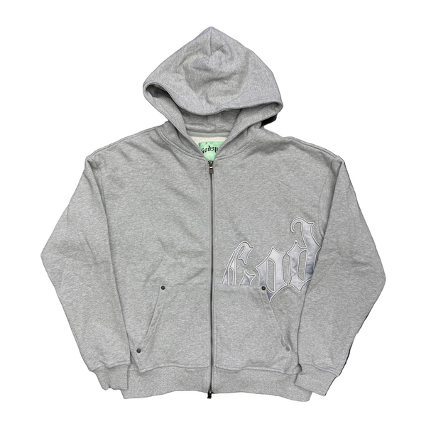 Godspeed OG Logo V2 Zip Up Hoodie Grey Silver