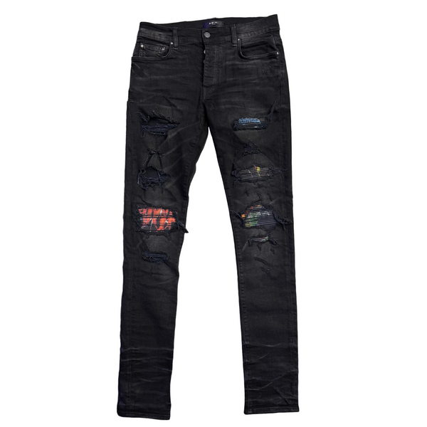 Amiri MX1 Vintage Animation Patch Jeans Aged Black