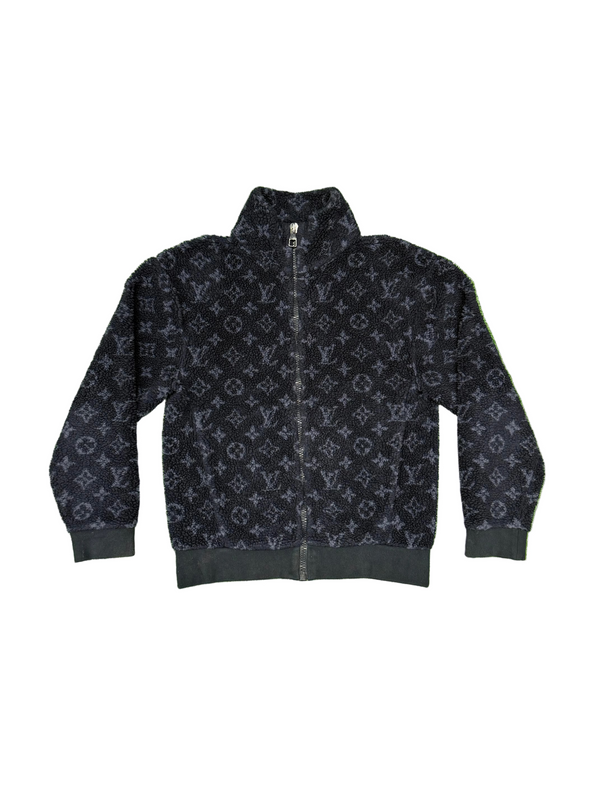 LV Monogram Jacquard Fleece Zip Up Blue