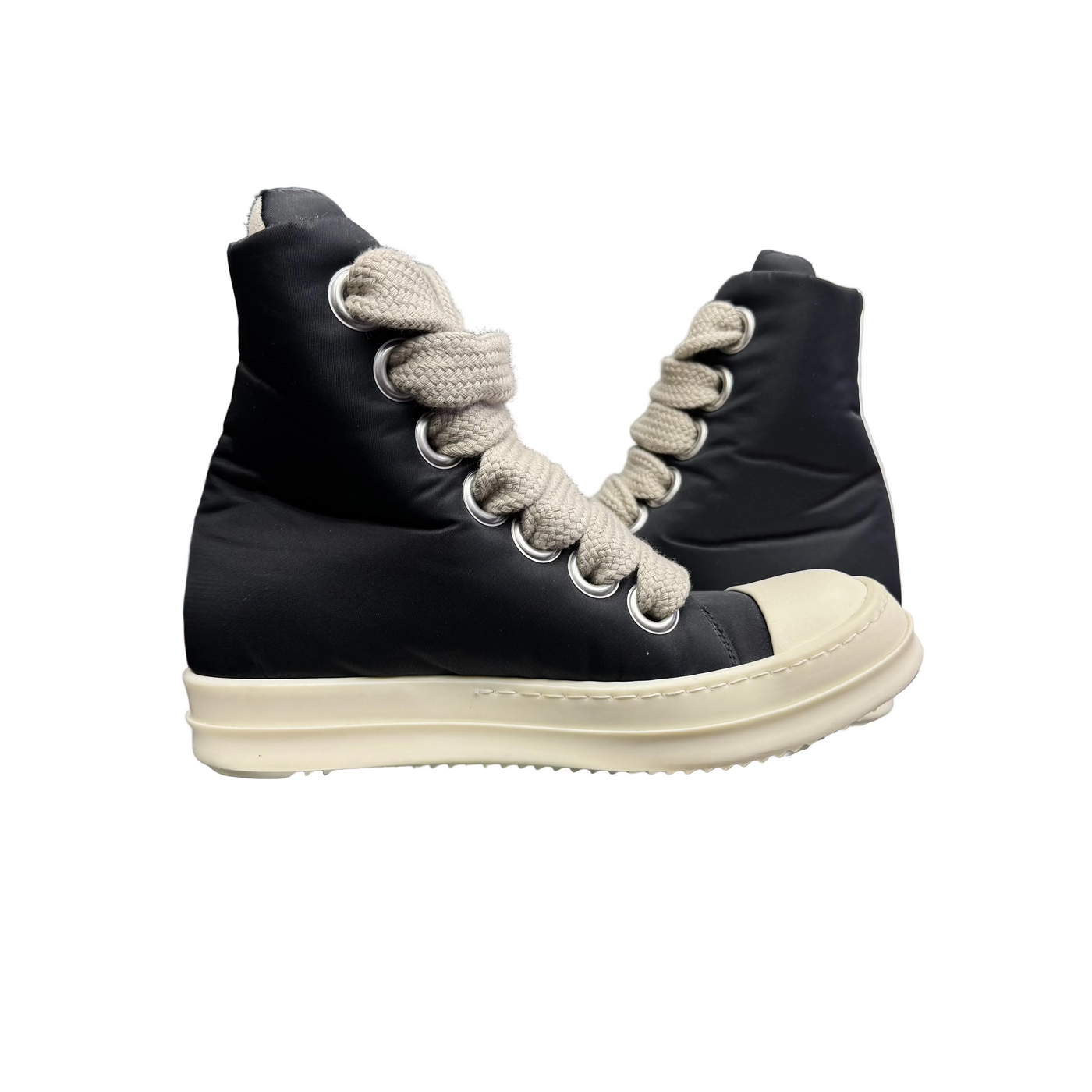 Rick Owens High Nylon Jumbo Lace Puffer Black Pearl Milk