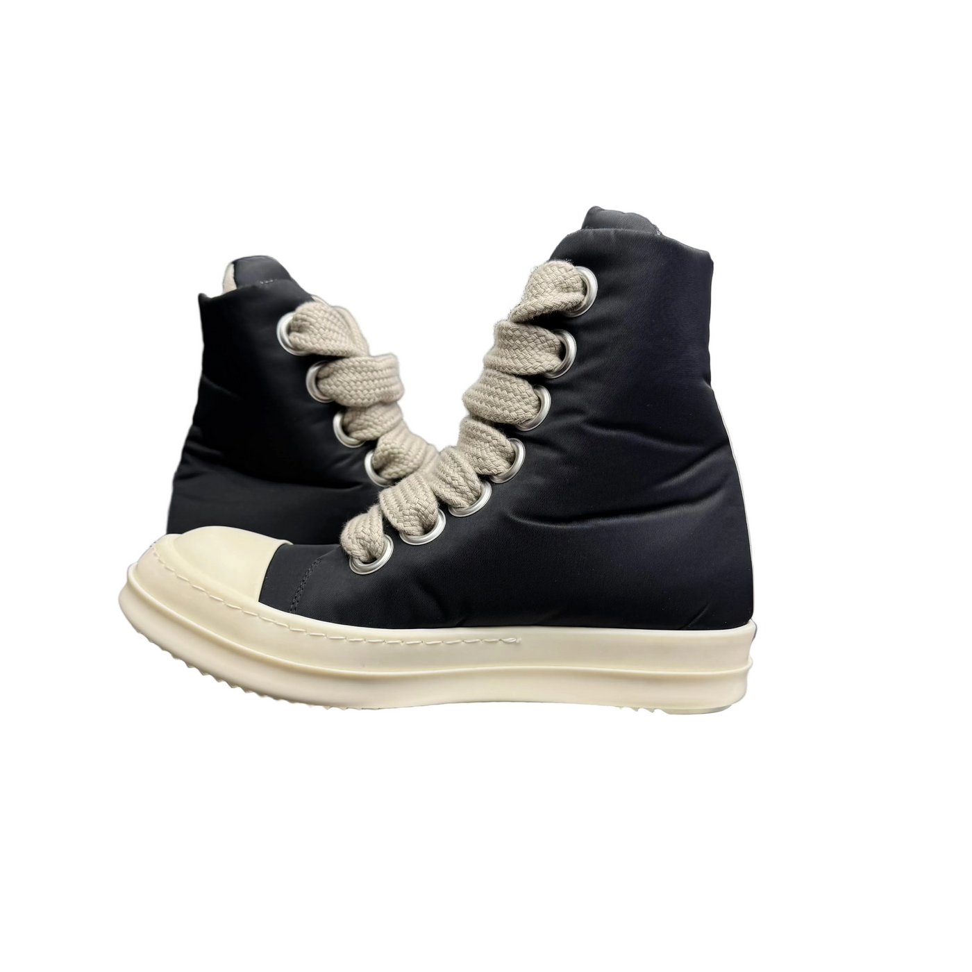 Rick Owens High Nylon Jumbo Lace Puffer Black Pearl Milk