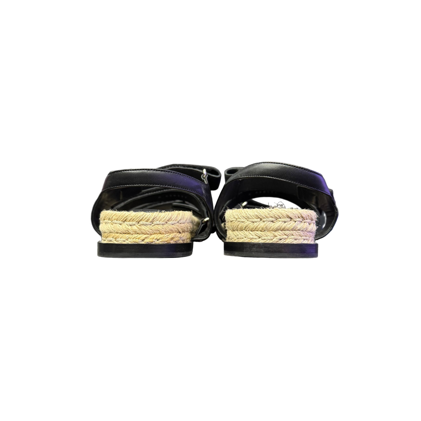 Chanel Stretch Fabric Lambskin CC Flat Sandals