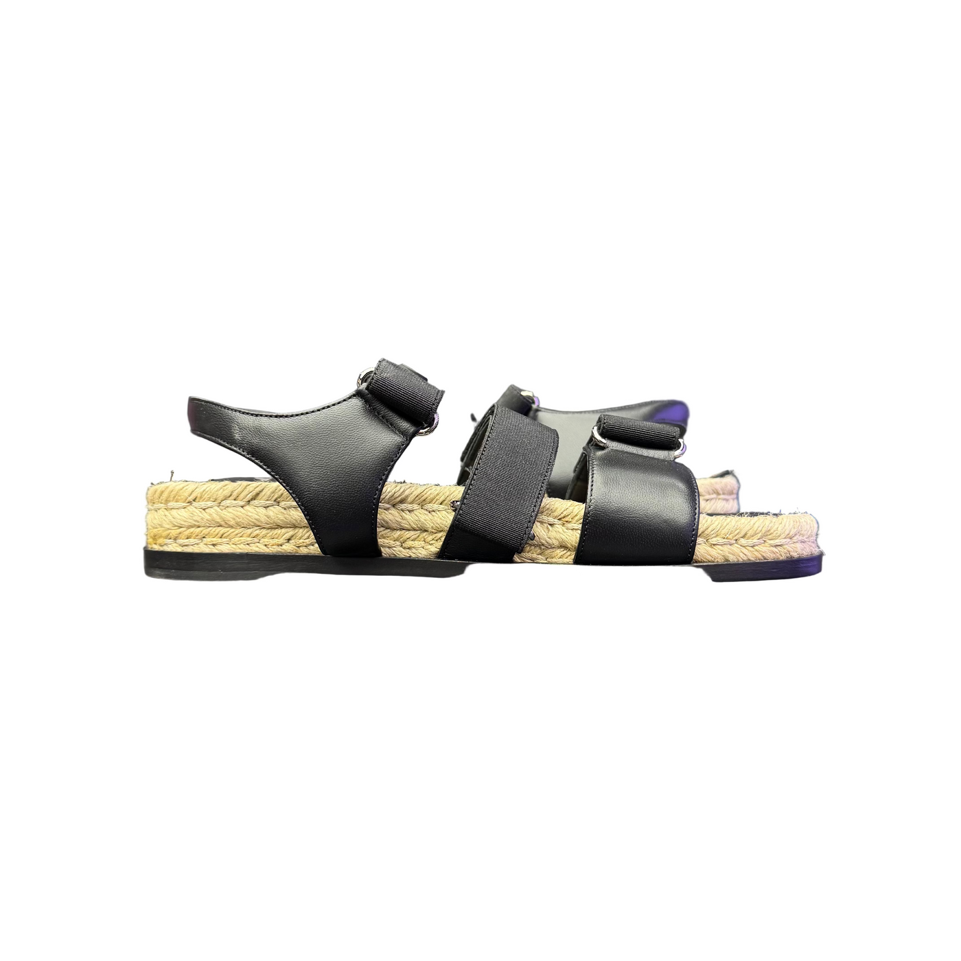 Chanel Stretch Fabric Lambskin CC Flat Sandals