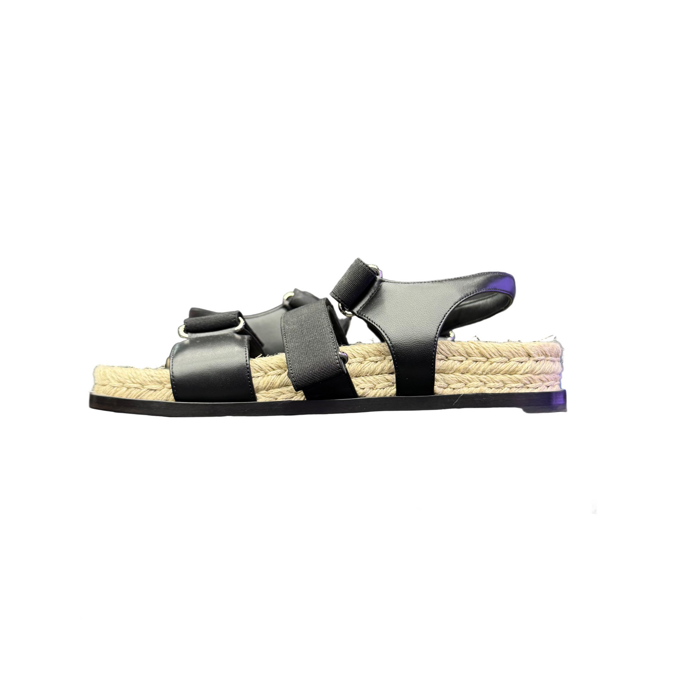 Chanel Stretch Fabric Lambskin CC Flat Sandals