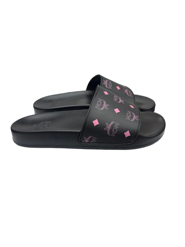 MCM Monogram Slides Black Pink