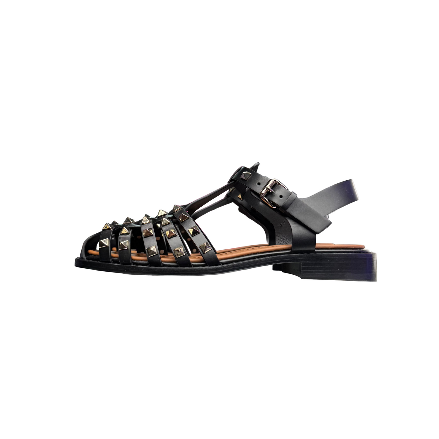Valentino Leather Rockstud Fisherman Sandals Black