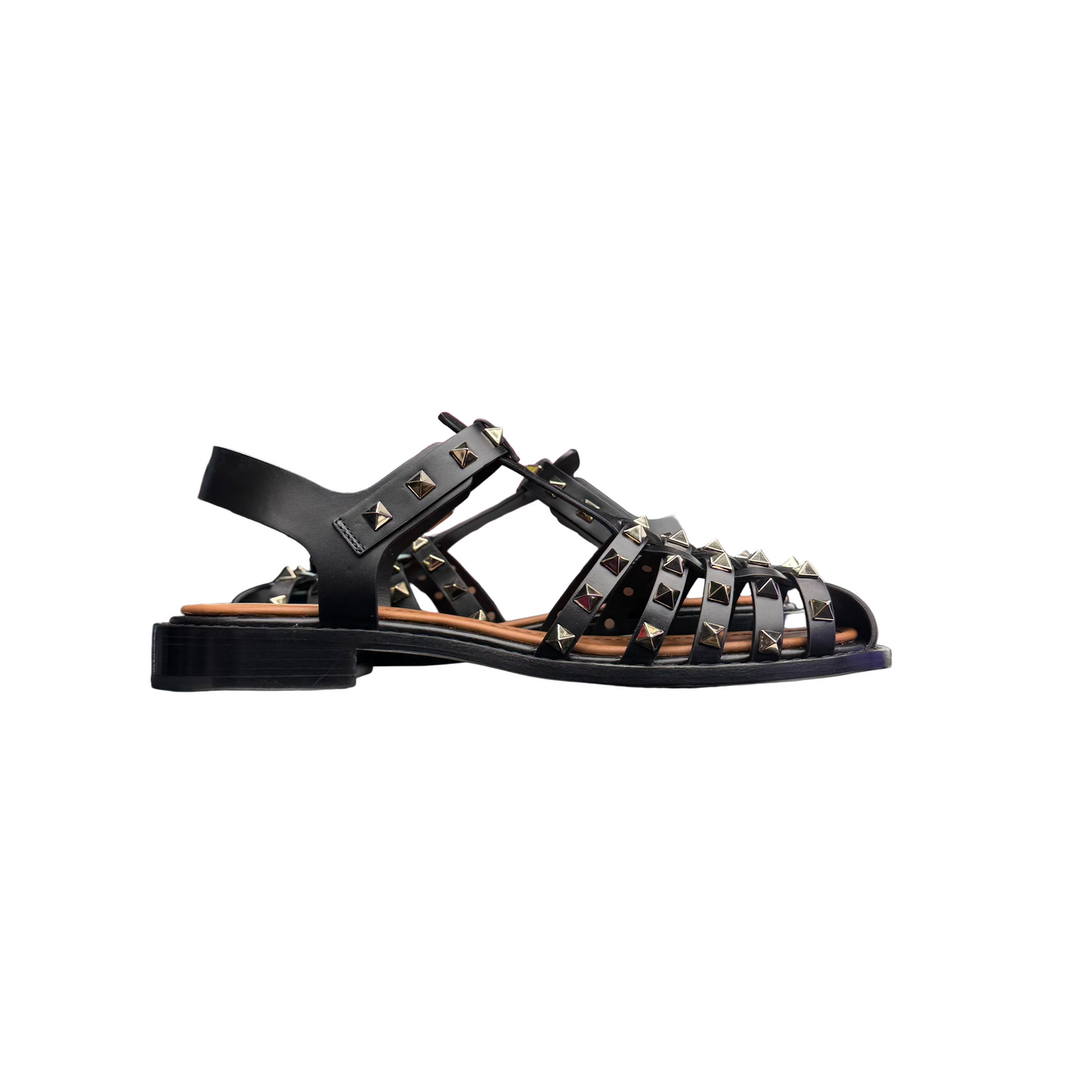 Valentino Leather Rockstud Fisherman Sandals Black