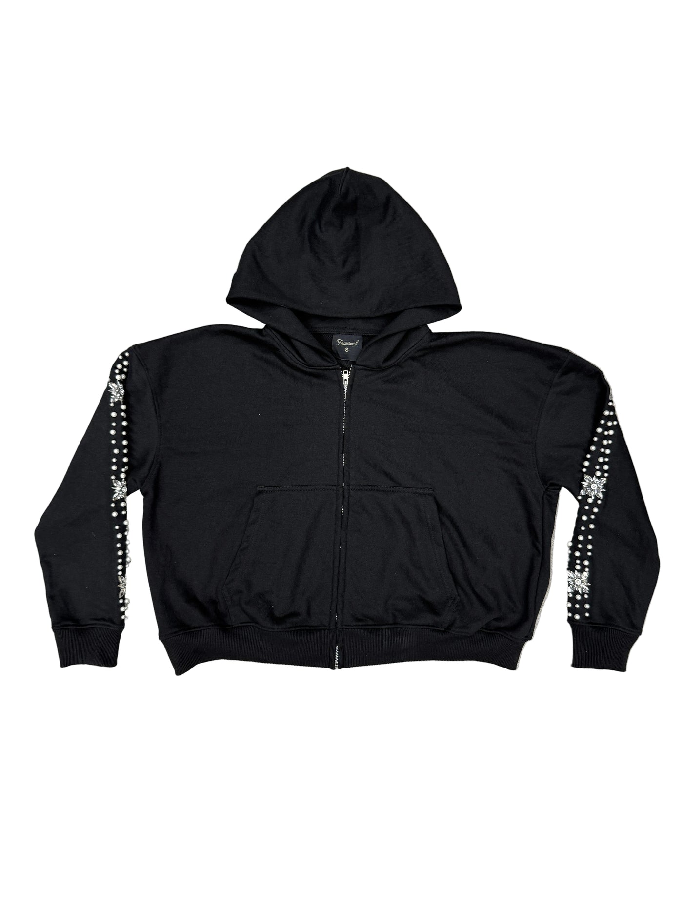 Fraternal Desires 'WHAT THE PEARL' Black Zip Up Hoodie