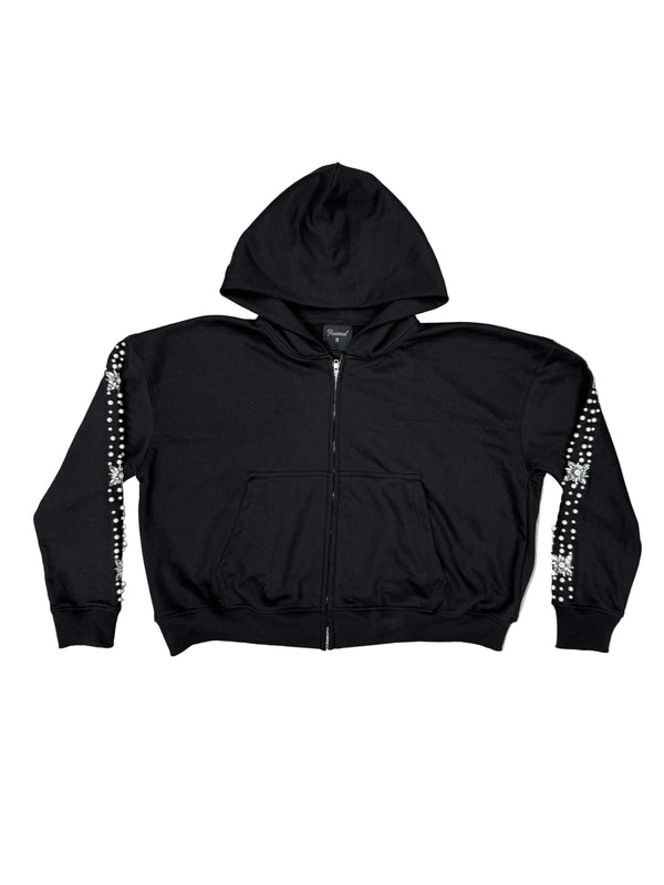 Fraternal Desires 'WHAT THE PEARL' Black Zip Up Hoodie
