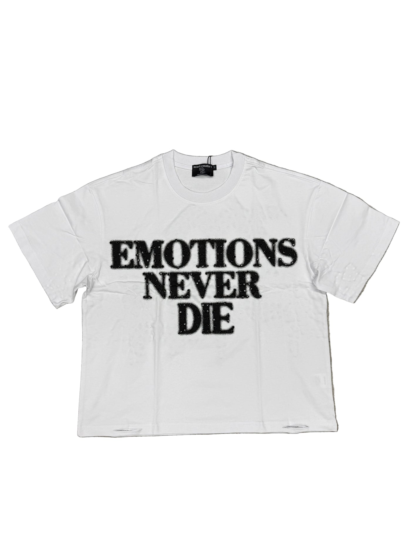 Mixed Emotionsd 'End' Rhinestone White & Black Tee