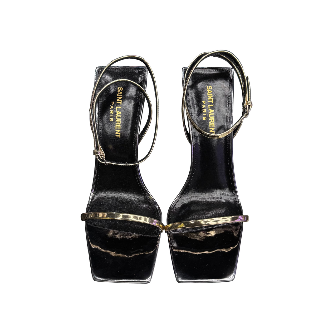 YSL Pam Sandals Metal Old Gold