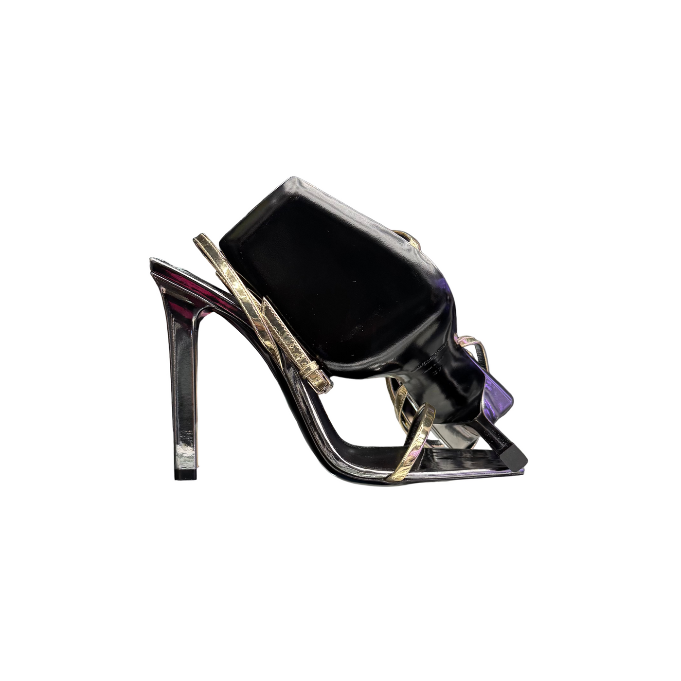 YSL Pam Sandals Metal Old Gold