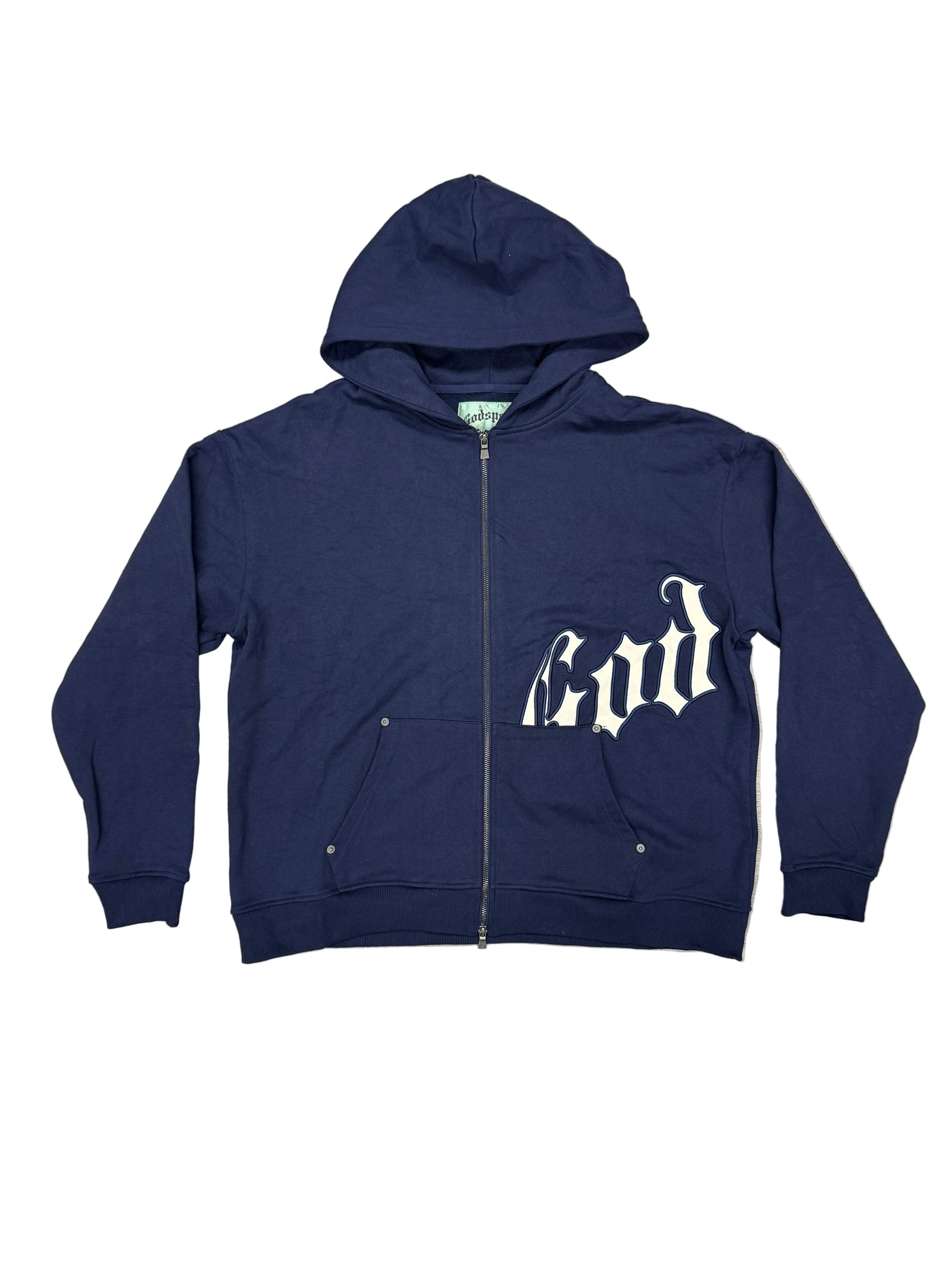 Godspeed OG Logo V2 Zip Up Hoodie Navy White