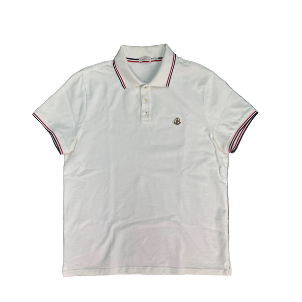 Moncler Tricolor Trimmed Polo Shirt White