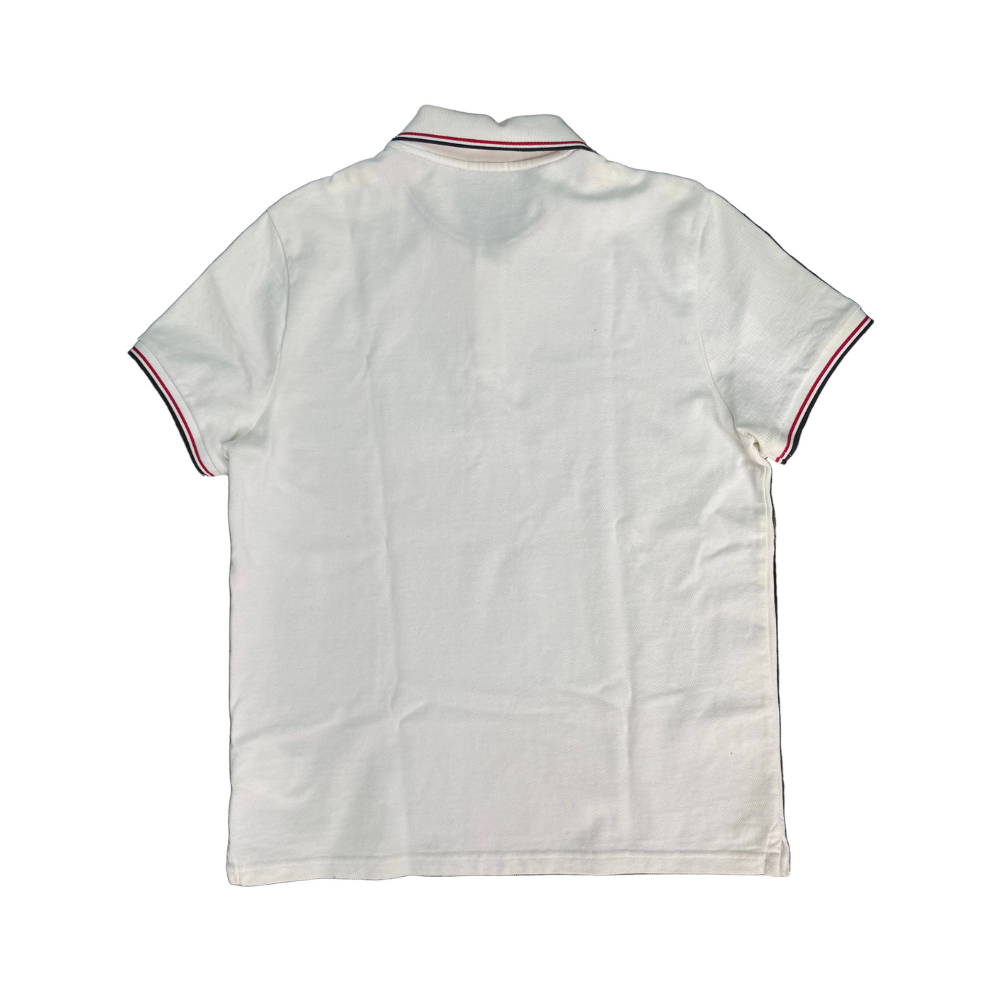 Moncler Tricolor Trimmed Polo Shirt White