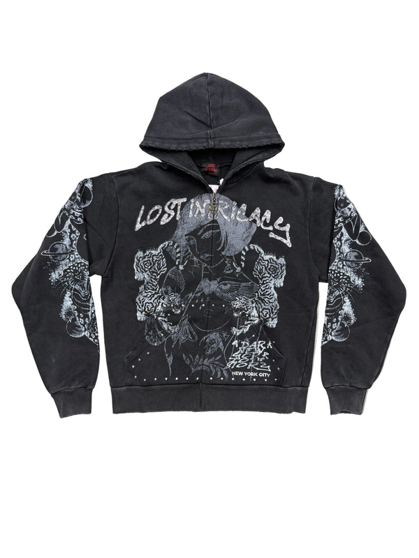 Lost Intricacy 'Twin Tiger' Black Zip Up Hoodie