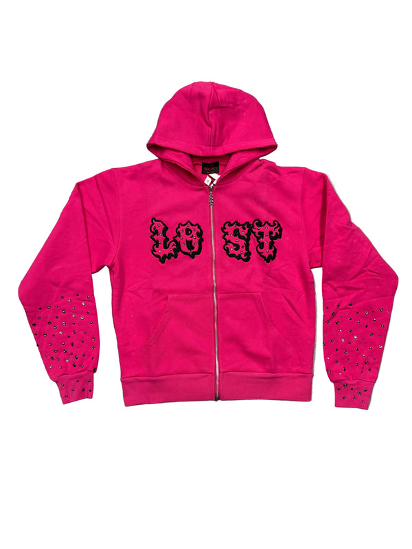 Lost Intricacy 'Patch' Hot Pink Full Zip Hoodie