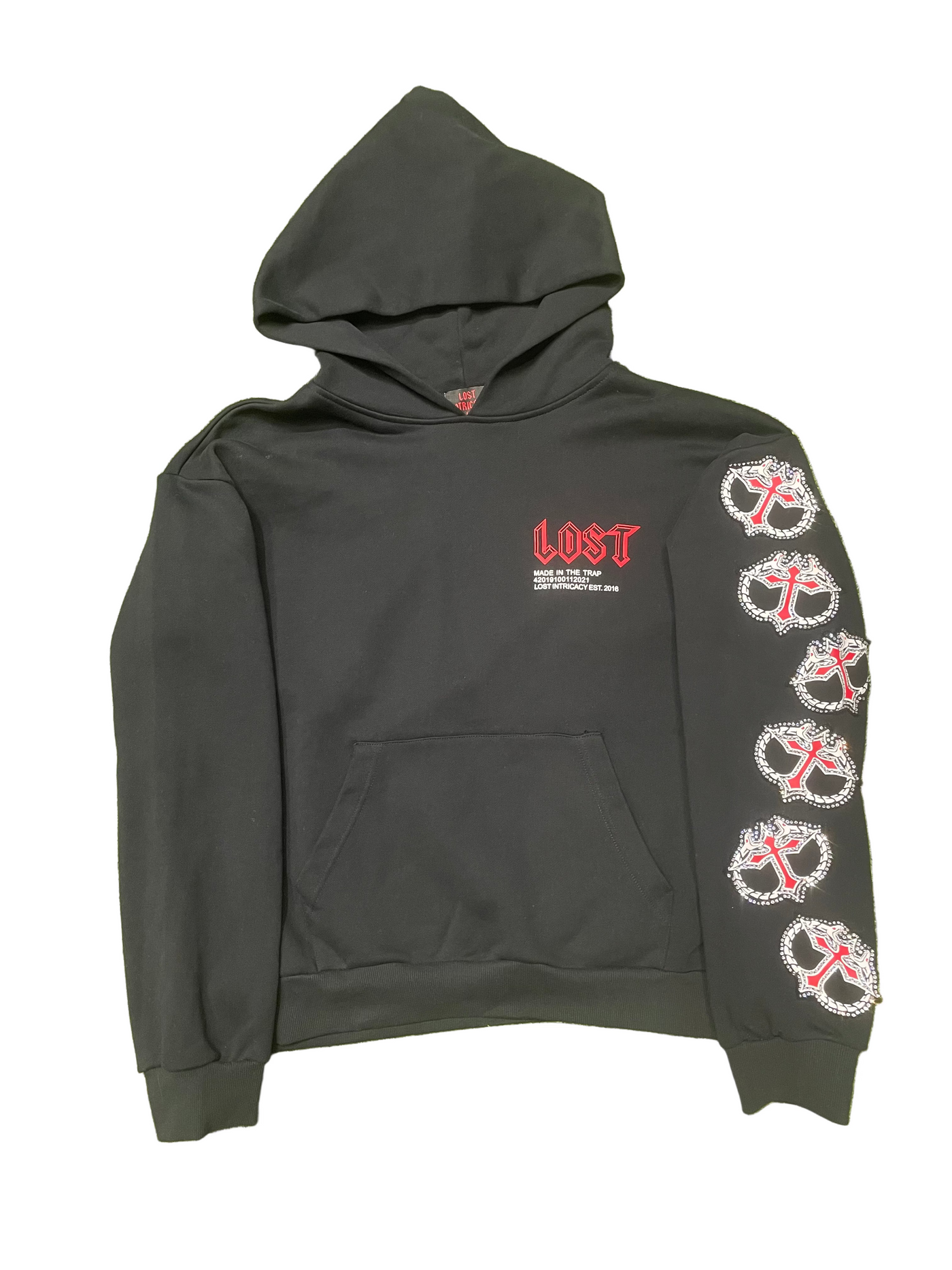 Lost Intricacy Mitt Black Red Hoodie